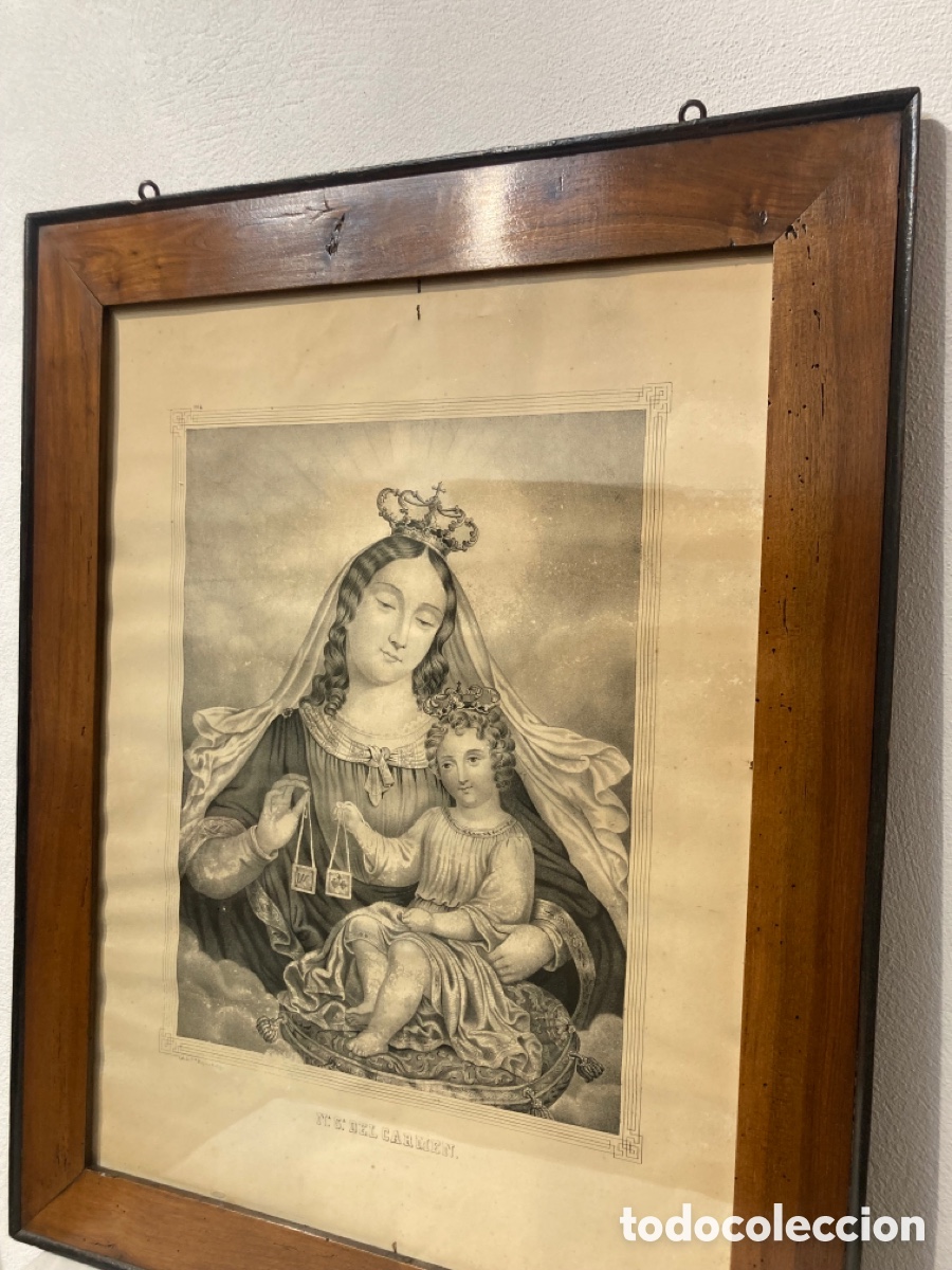 Antig&uuml;edades: Cuadro nogal .Nuestra se&ntilde;ora del Carmen - Foto 7