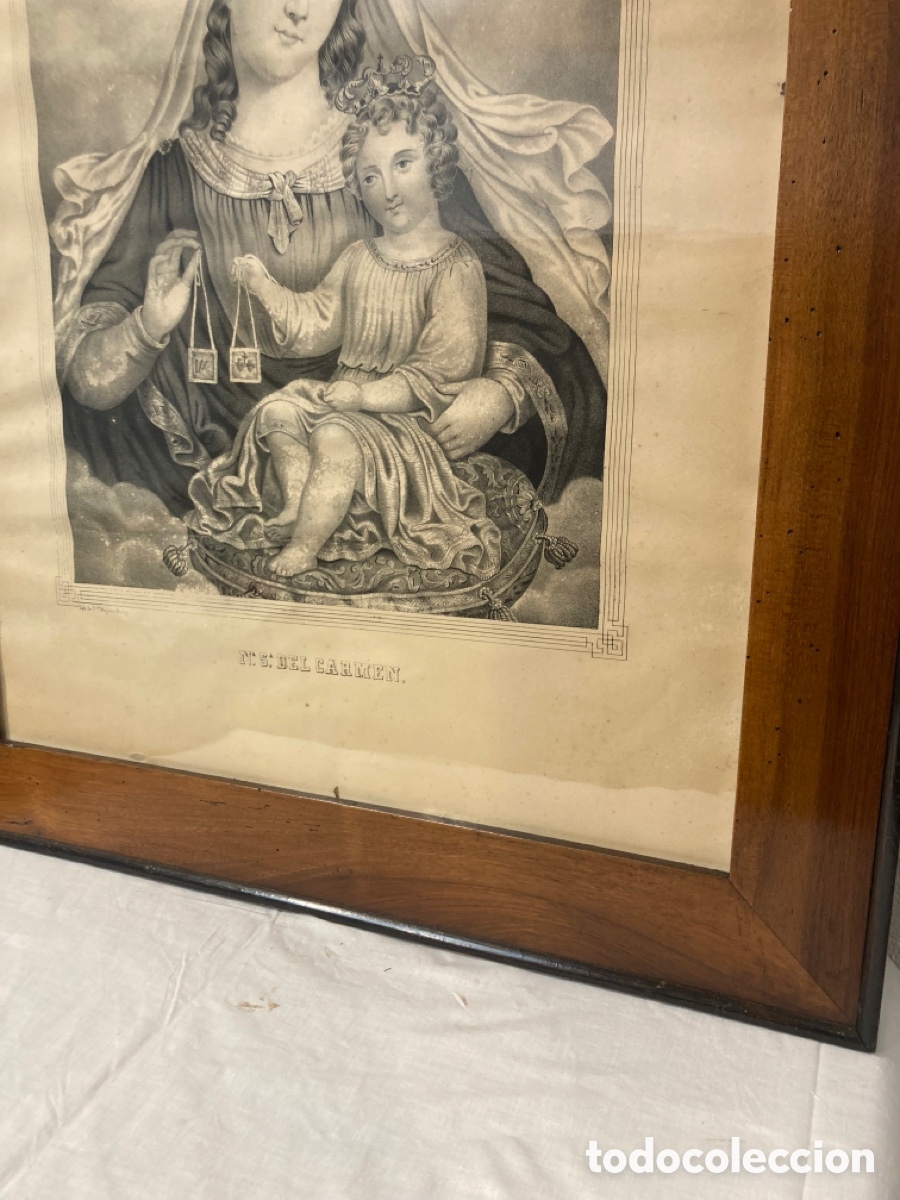 Antig&uuml;edades: Cuadro nogal .Nuestra se&ntilde;ora del Carmen - Foto 8