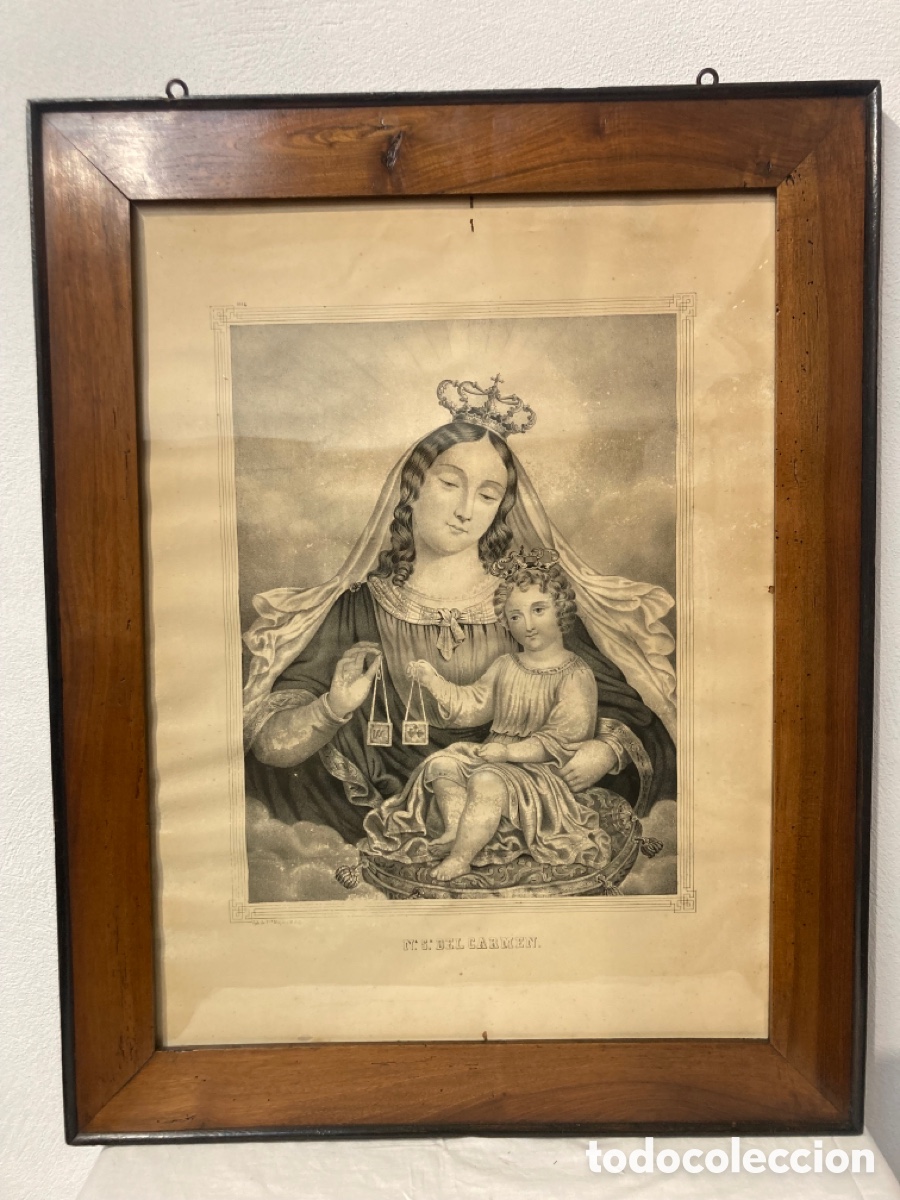 Antig&uuml;edades: Cuadro nogal .Nuestra se&ntilde;ora del Carmen - Foto 1