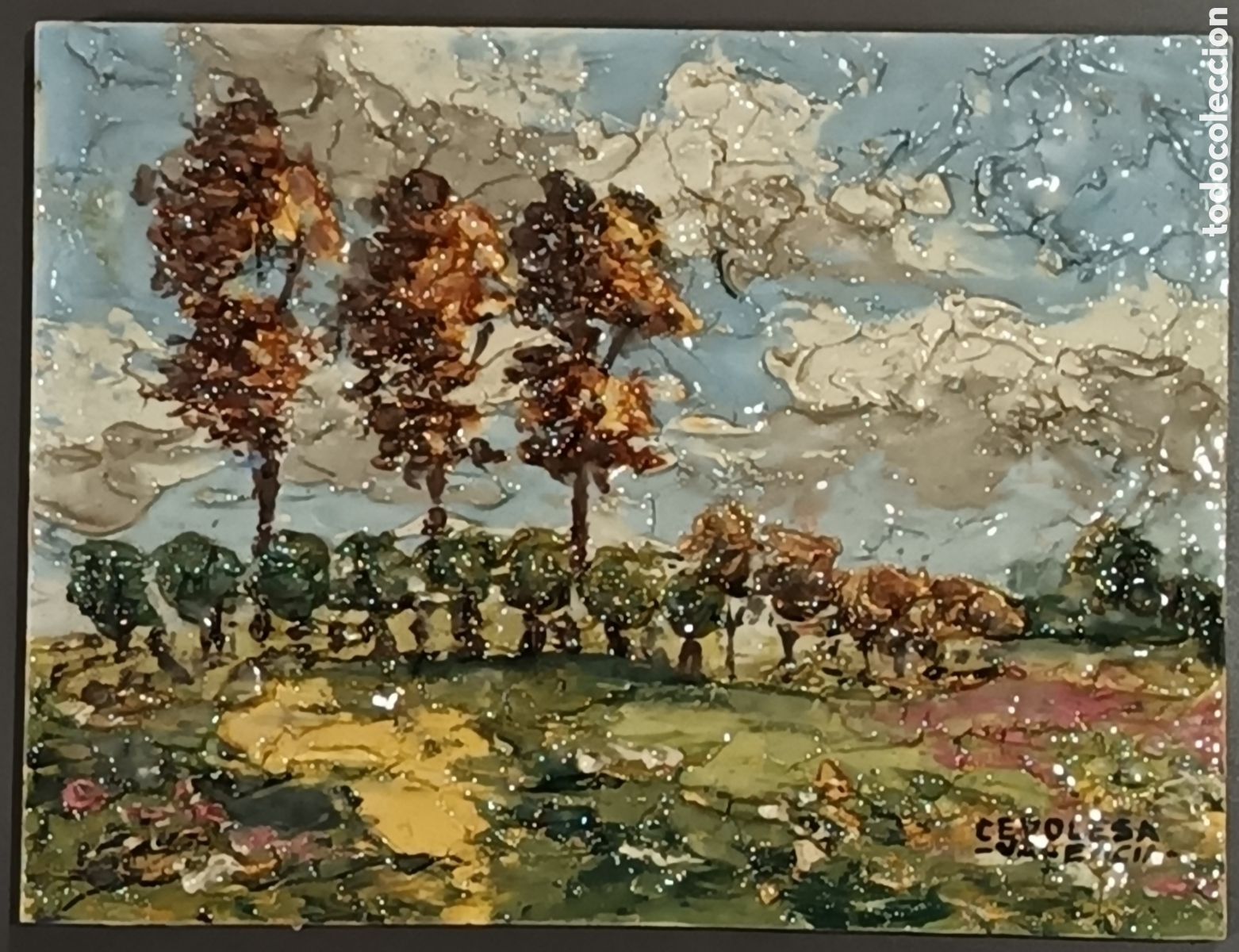 Antig&uuml;edades: Azulejo esmaltado en relieve Cedolesa - Foto 1