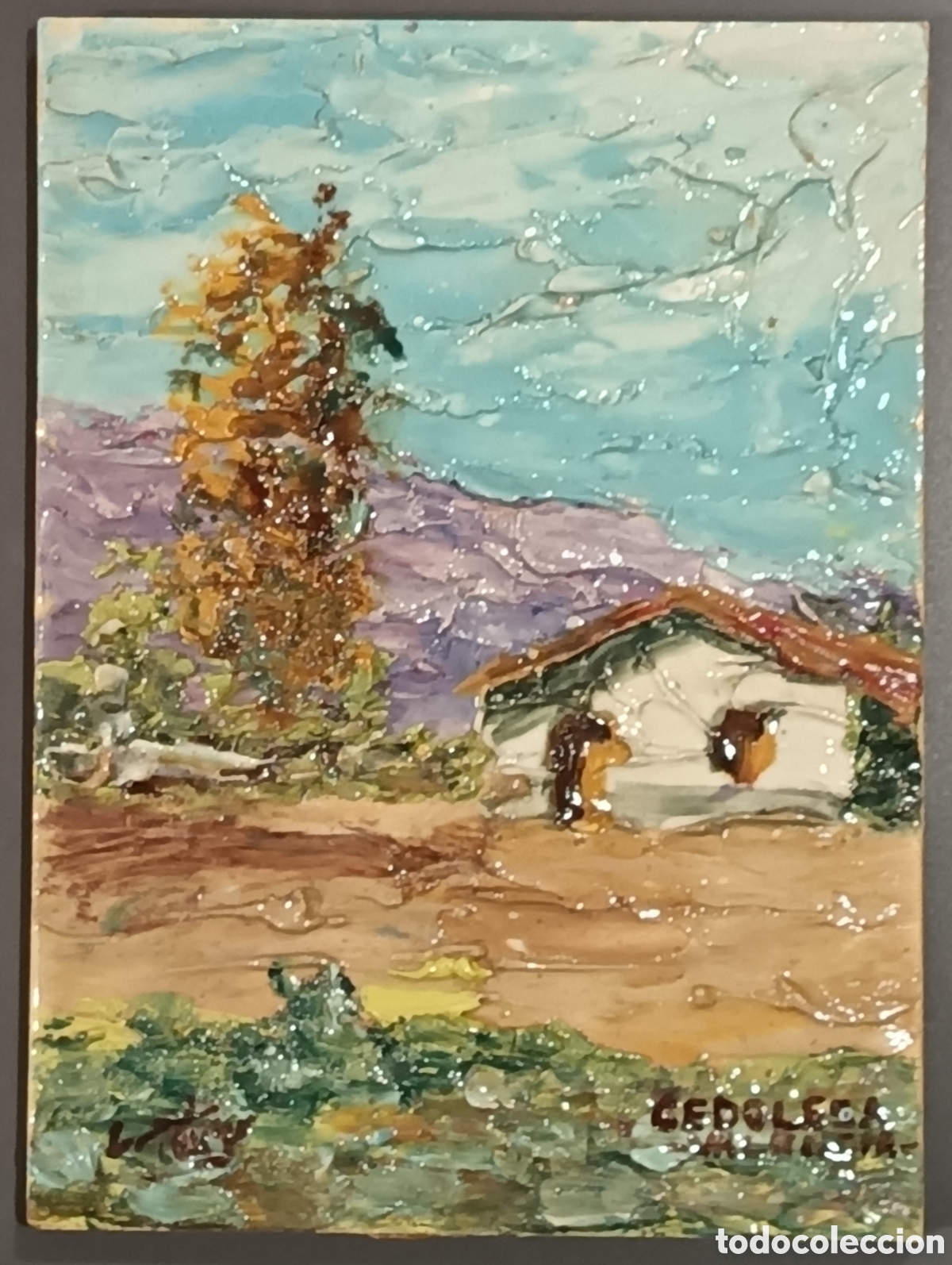 Antig&uuml;edades: Azulejo esmaltado en relieve Cedolesa - Foto 1