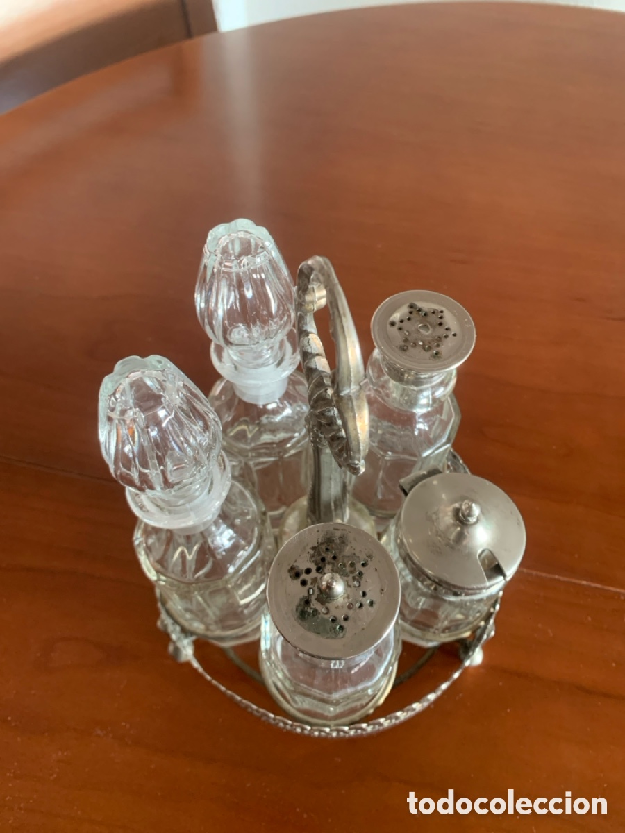 Antig&uuml;edades: Vinajera de cristal, plateada - Foto 3