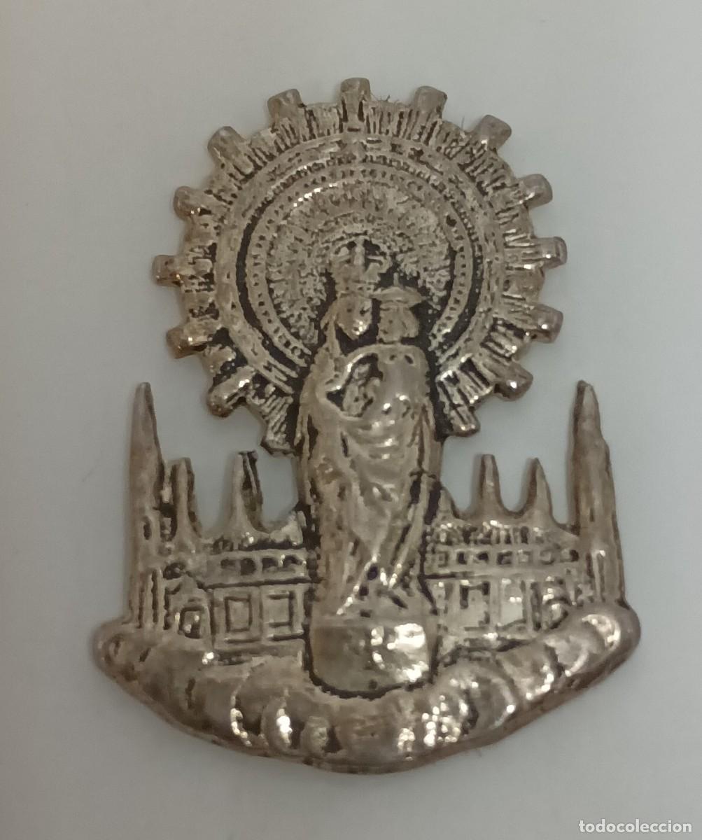 Antig&uuml;edades: PLACA PLATEADA REPUJADA DE LA VIRGEN DEL PILAR - Foto 1