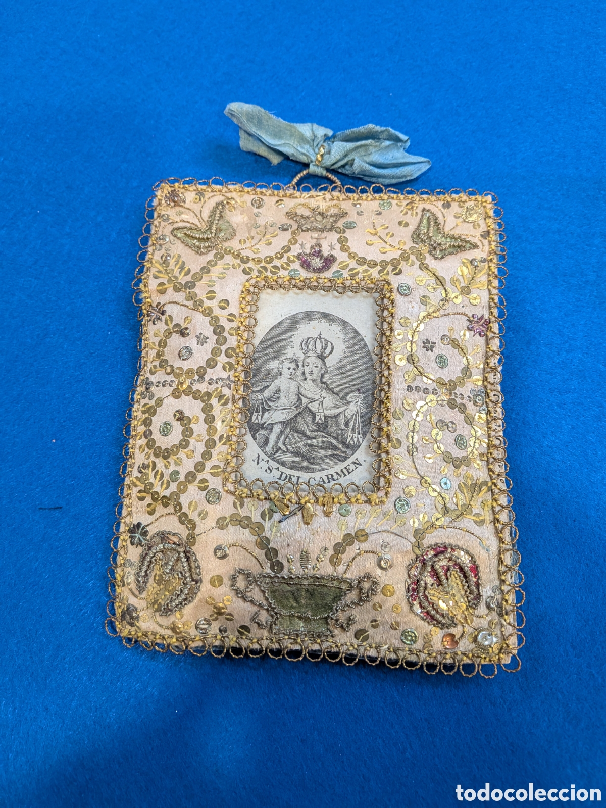 Antig&uuml;edades: antiguo escapulario virgen del carmen. REF-5478 - Foto 1