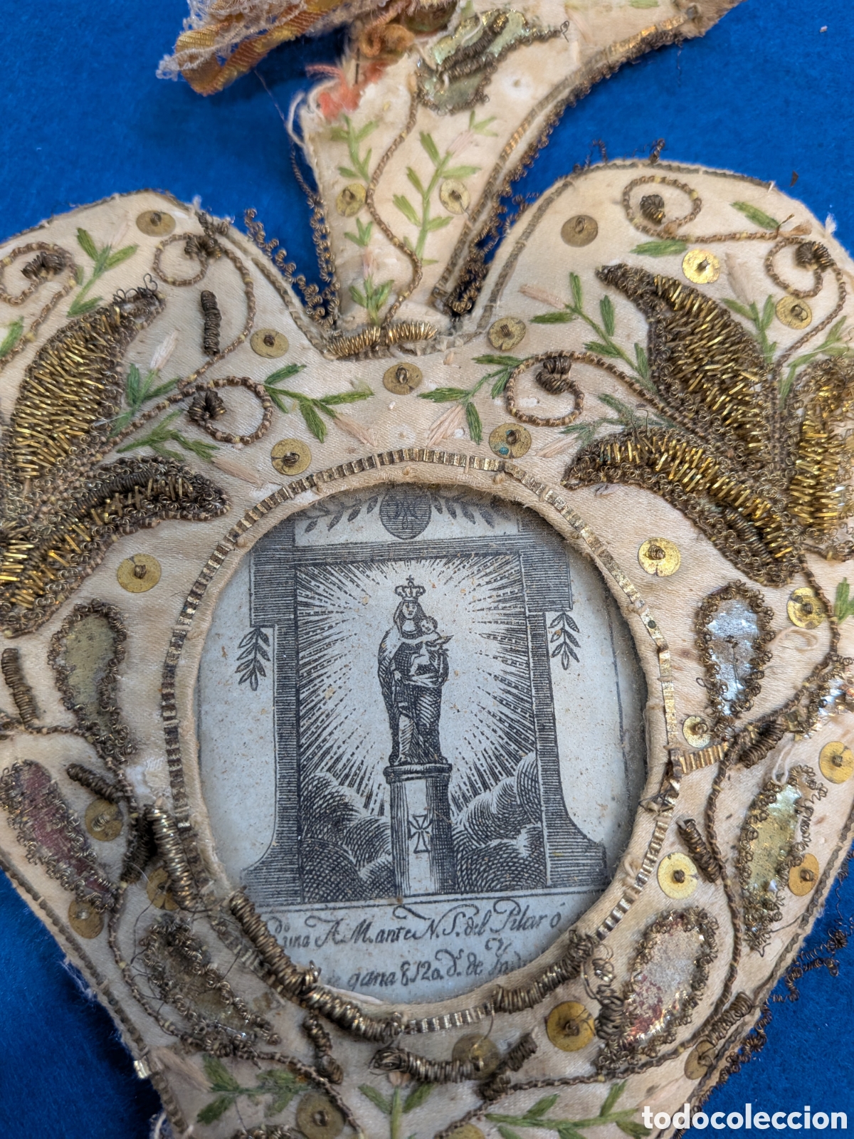 Antig&uuml;edades: antiguo escapulario virgen del Pilar. REF-4767 - Foto 2