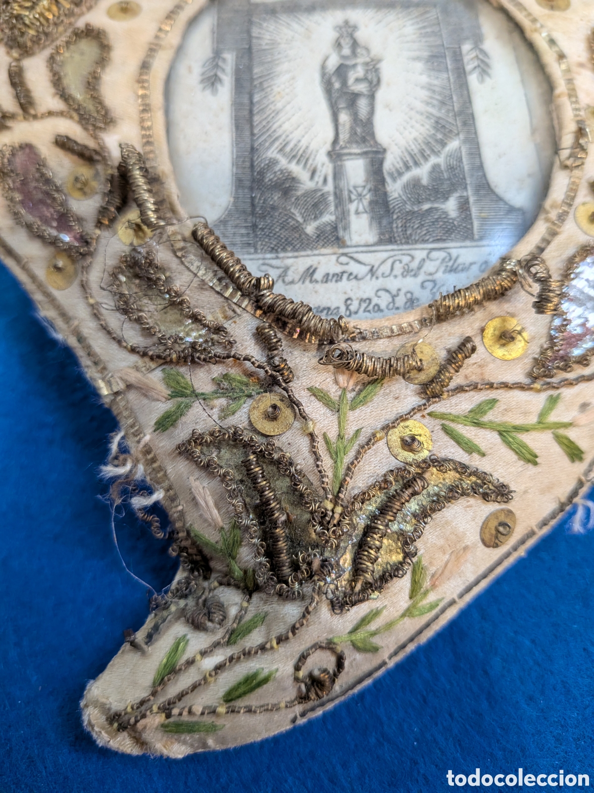 Antig&uuml;edades: antiguo escapulario virgen del Pilar. REF-4767 - Foto 3