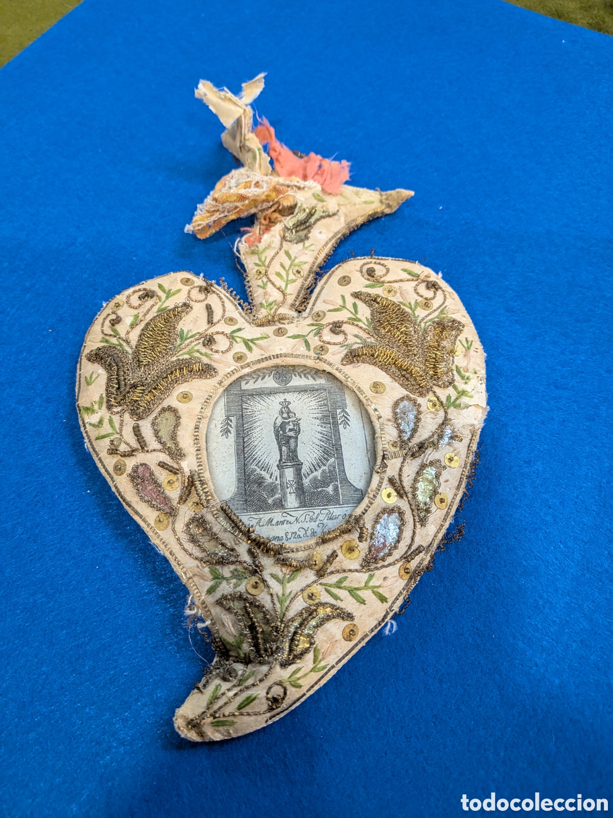 Antig&uuml;edades: antiguo escapulario virgen del Pilar. REF-4767 - Foto 1