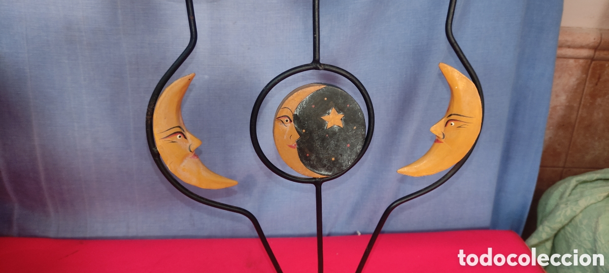 Antig&uuml;edades: Candelabro de 3 velas sol y luna - Foto 3