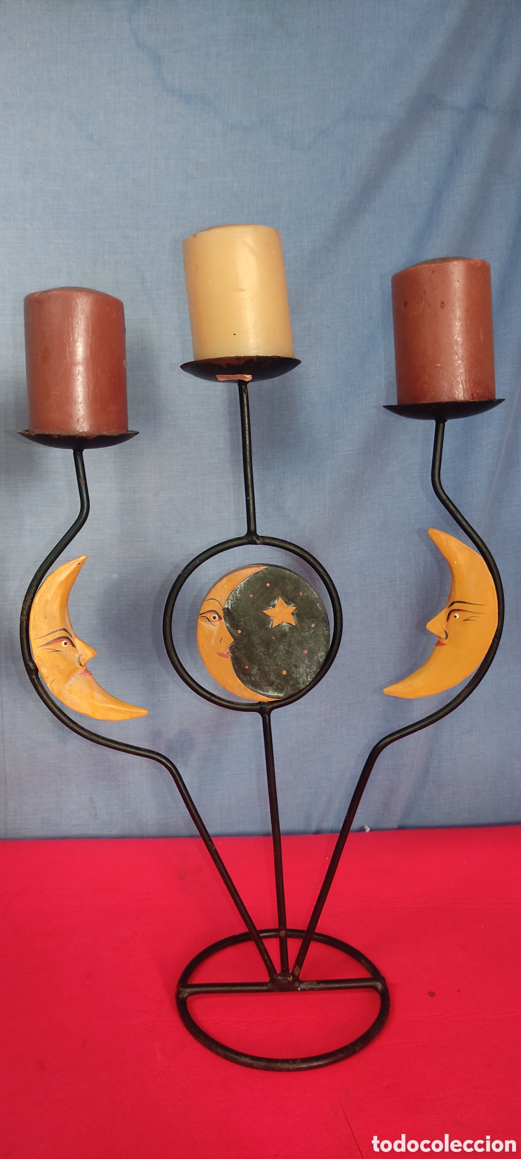Antig&uuml;edades: Candelabro de 3 velas sol y luna - Foto 5