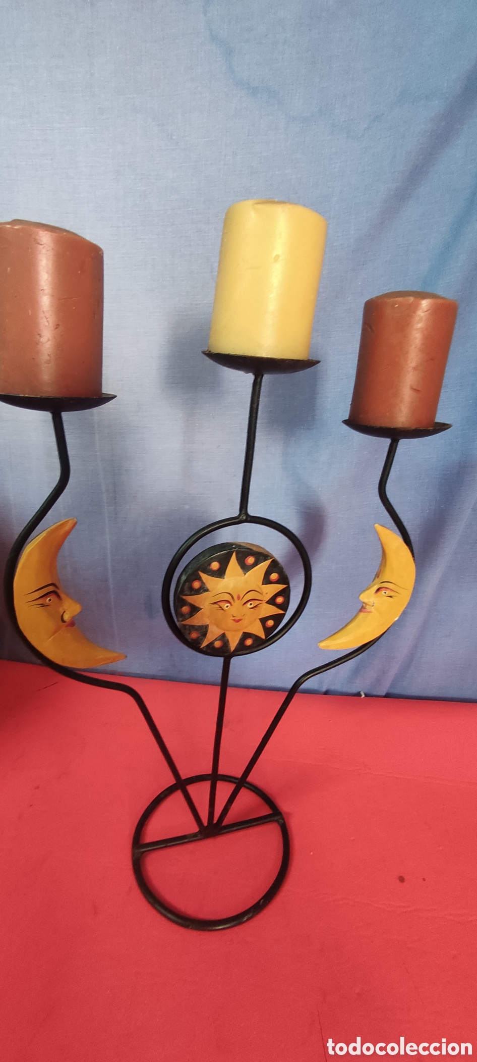 Antig&uuml;edades: Candelabro de 3 velas sol y luna - Foto 8