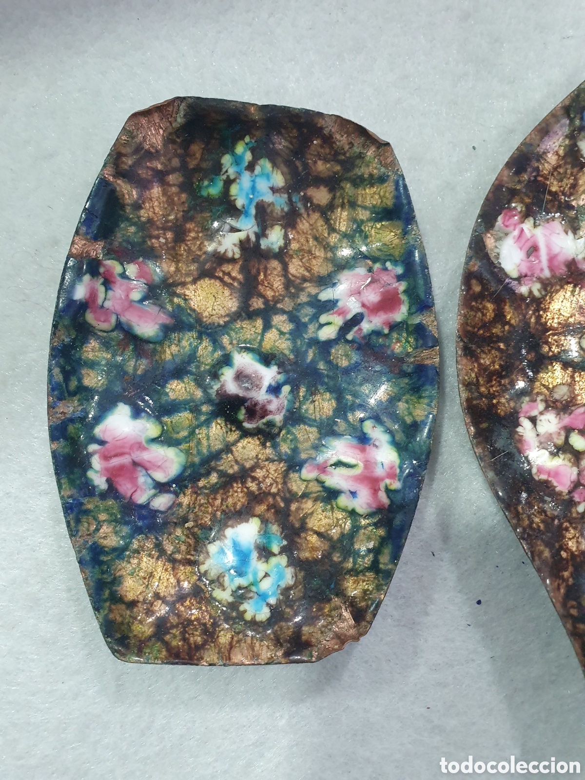 Antig&uuml;edades: 2 platitos en esmalte. (L128) - Foto 2
