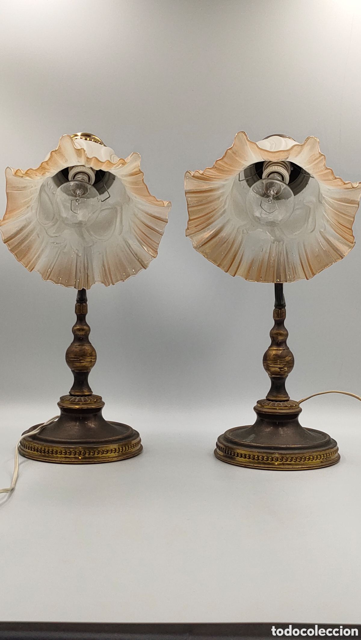 Antig&uuml;edades: Pareja de l&aacute;mparas de mesa estilo retro - Foto 4