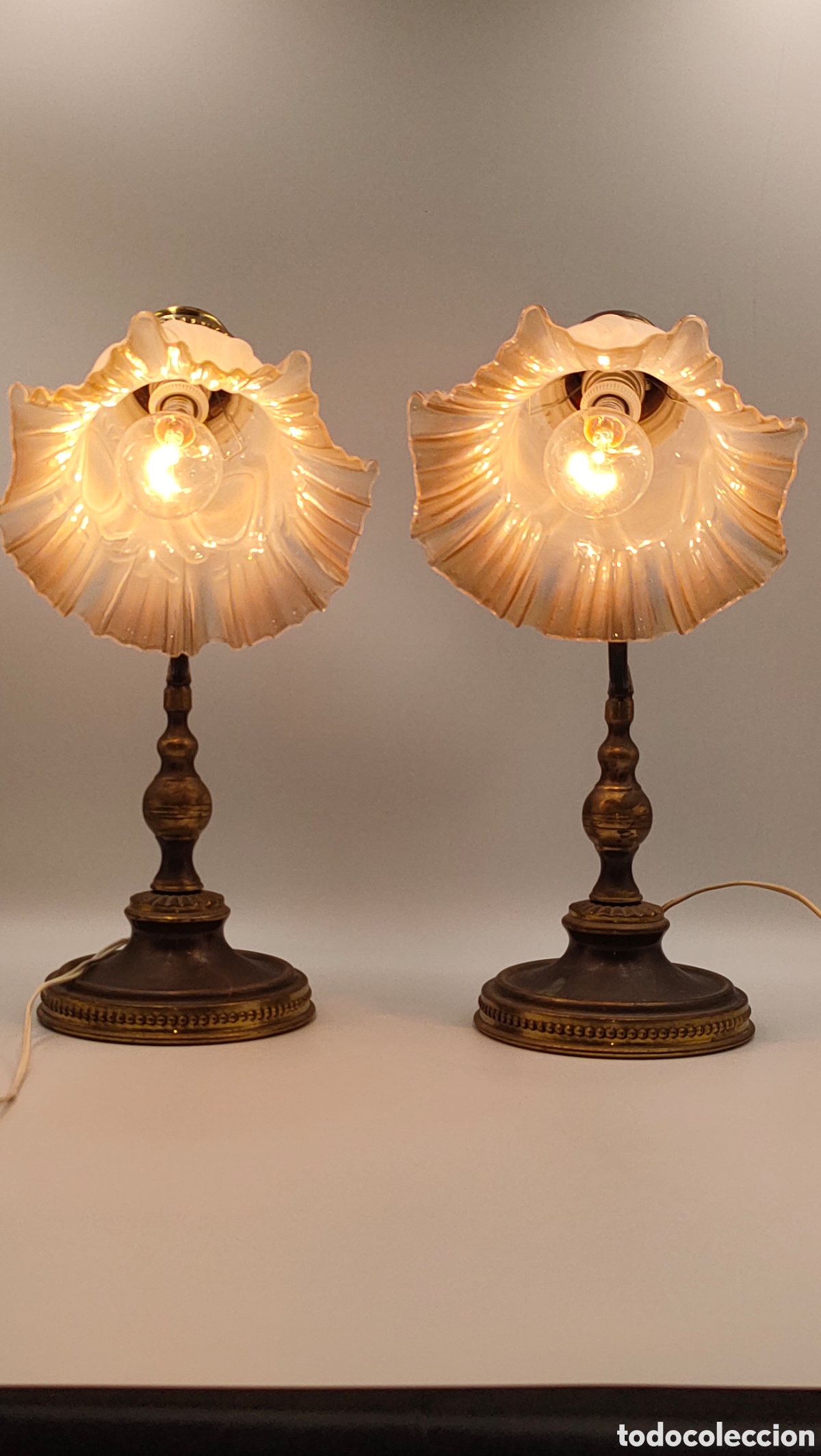 Antig&uuml;edades: Pareja de l&aacute;mparas de mesa estilo retro - Foto 8