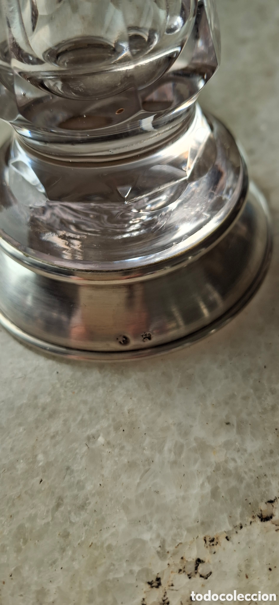 Antig&uuml;edades: Violetero cristal tallado y base de plata - Foto 3