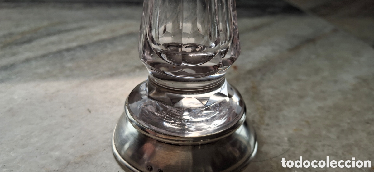 Antig&uuml;edades: Violetero cristal tallado y base de plata - Foto 6