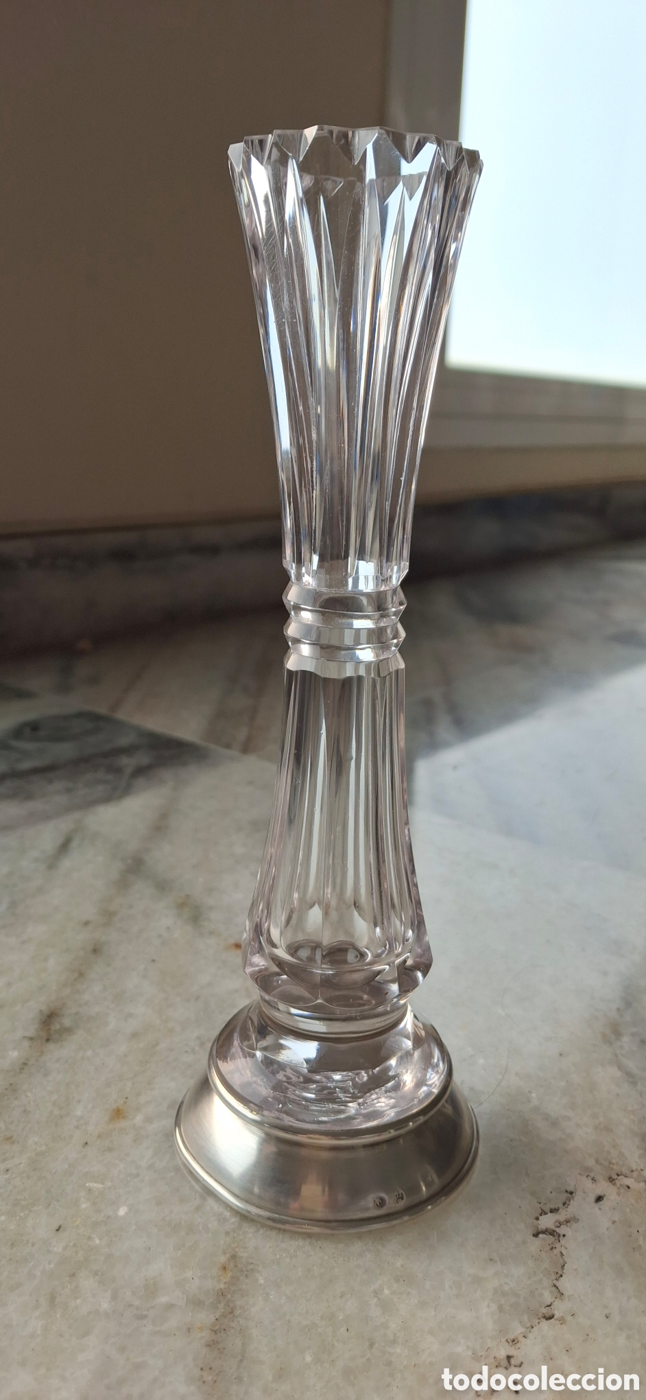 Antig&uuml;edades: Violetero cristal tallado y base de plata - Foto 2