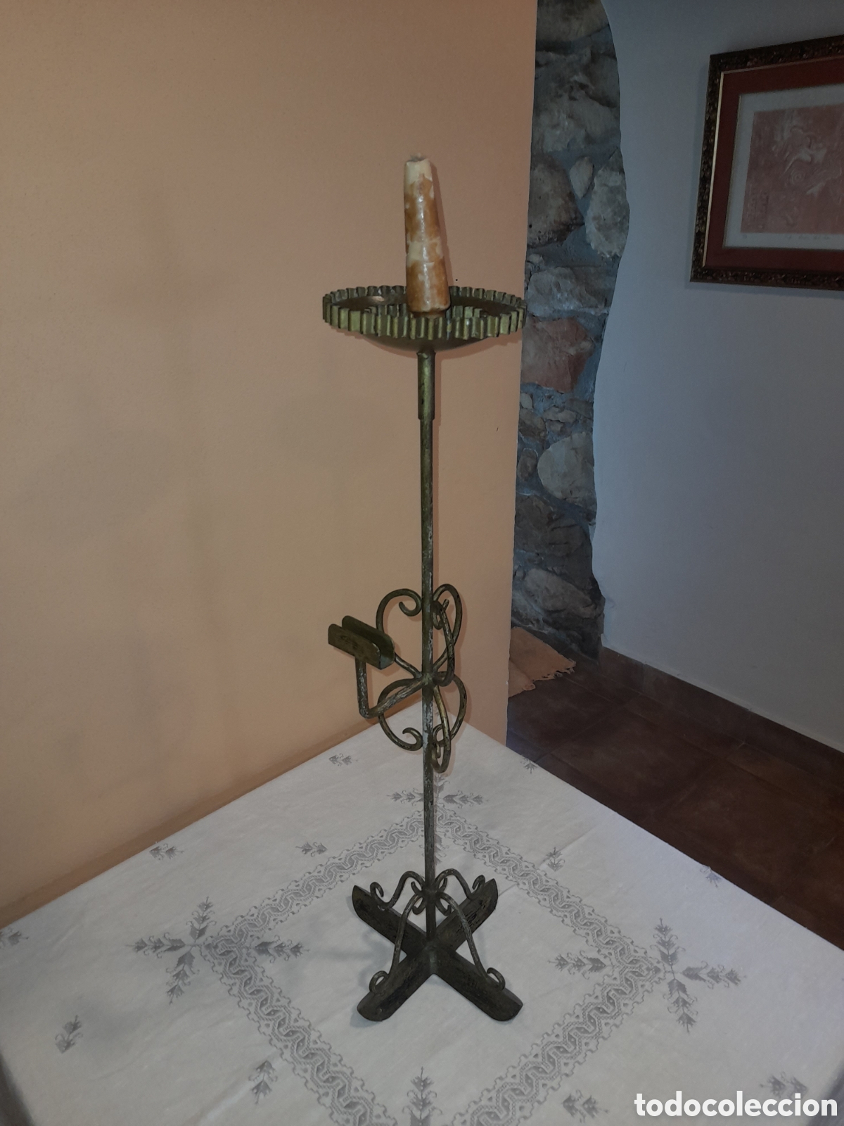 Antig&uuml;edades: Portacirios antiguo de hierro - Foto 4