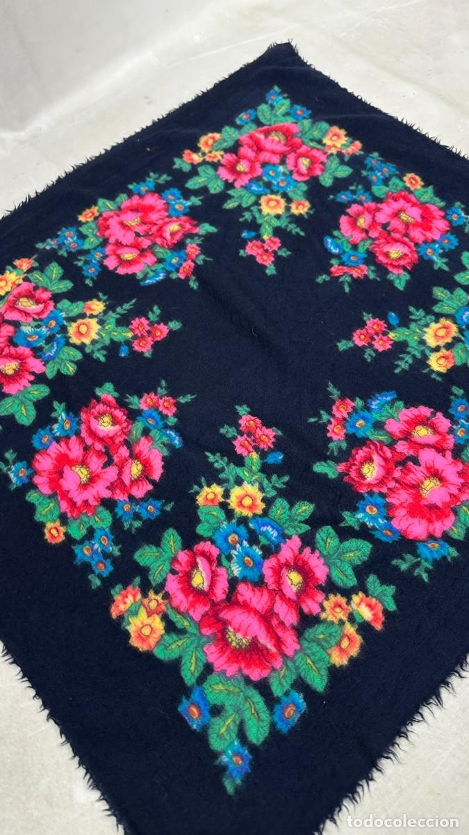 Antig&uuml;edades: Pa&ntilde;uelo de merino azul, estampado - Foto 1