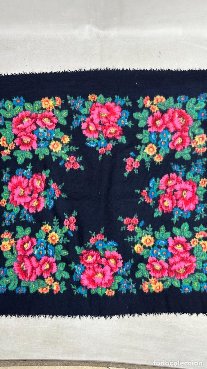 Antig&uuml;edades: Pa&ntilde;uelo de merino azul, estampado - Foto 2