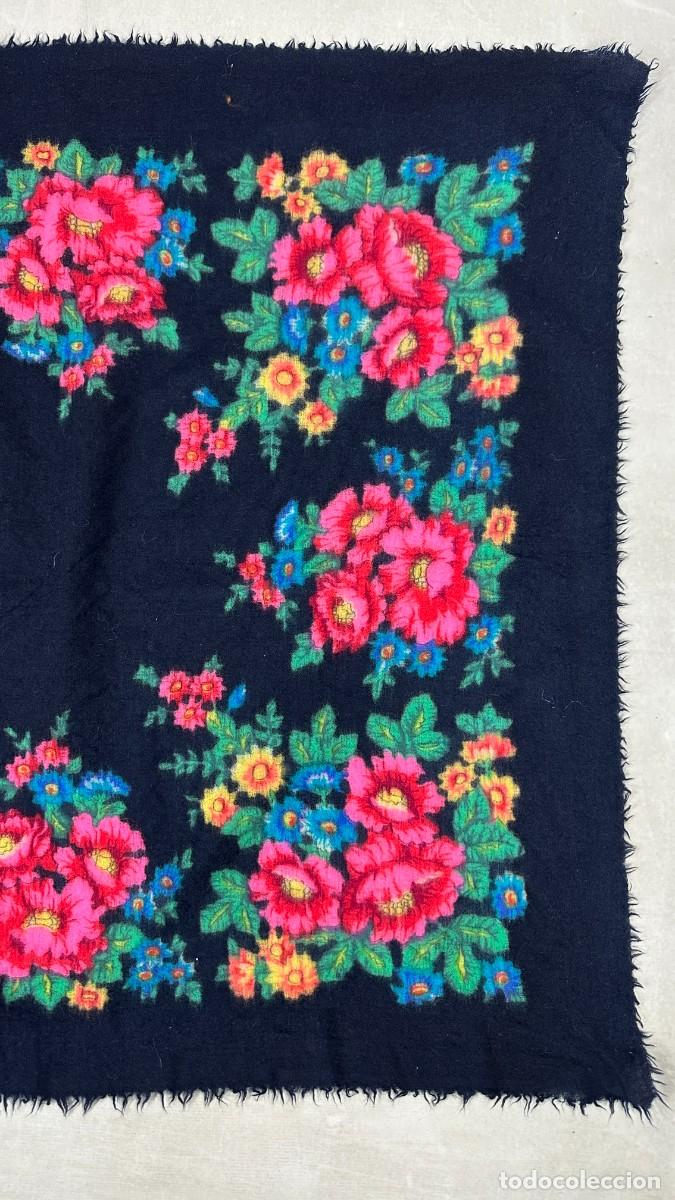 Antig&uuml;edades: Pa&ntilde;uelo de merino azul, estampado - Foto 3