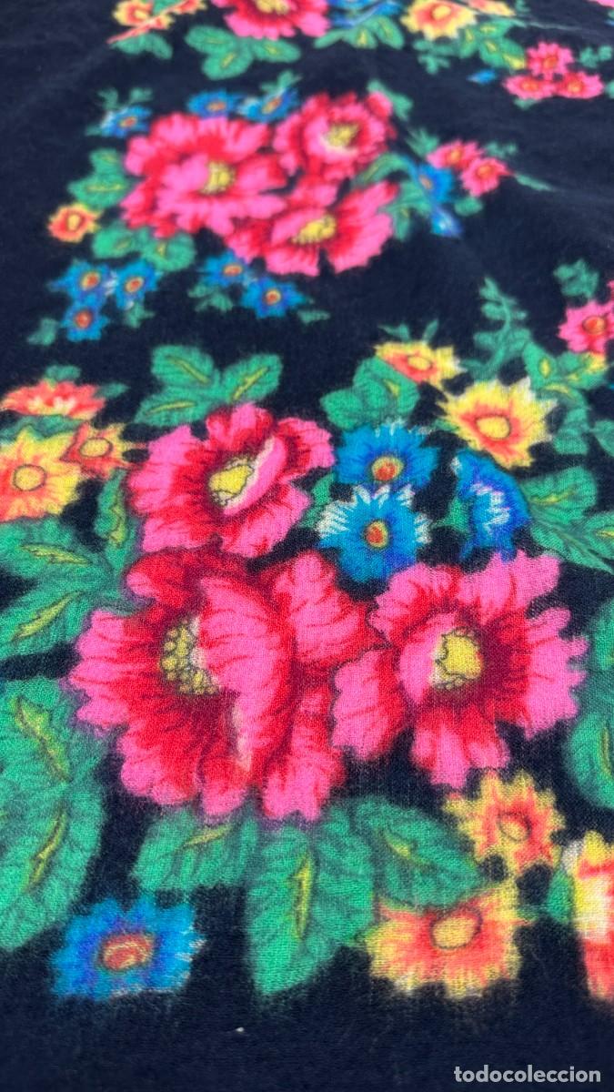Antig&uuml;edades: Pa&ntilde;uelo de merino azul, estampado - Foto 4