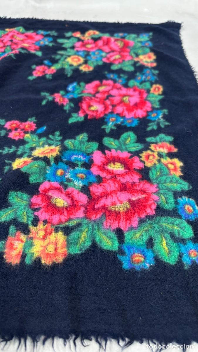 Antig&uuml;edades: Pa&ntilde;uelo de merino azul, estampado - Foto 5