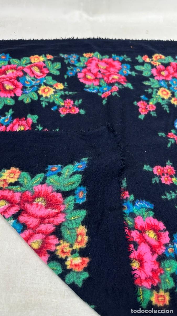 Antig&uuml;edades: Pa&ntilde;uelo de merino azul, estampado - Foto 6