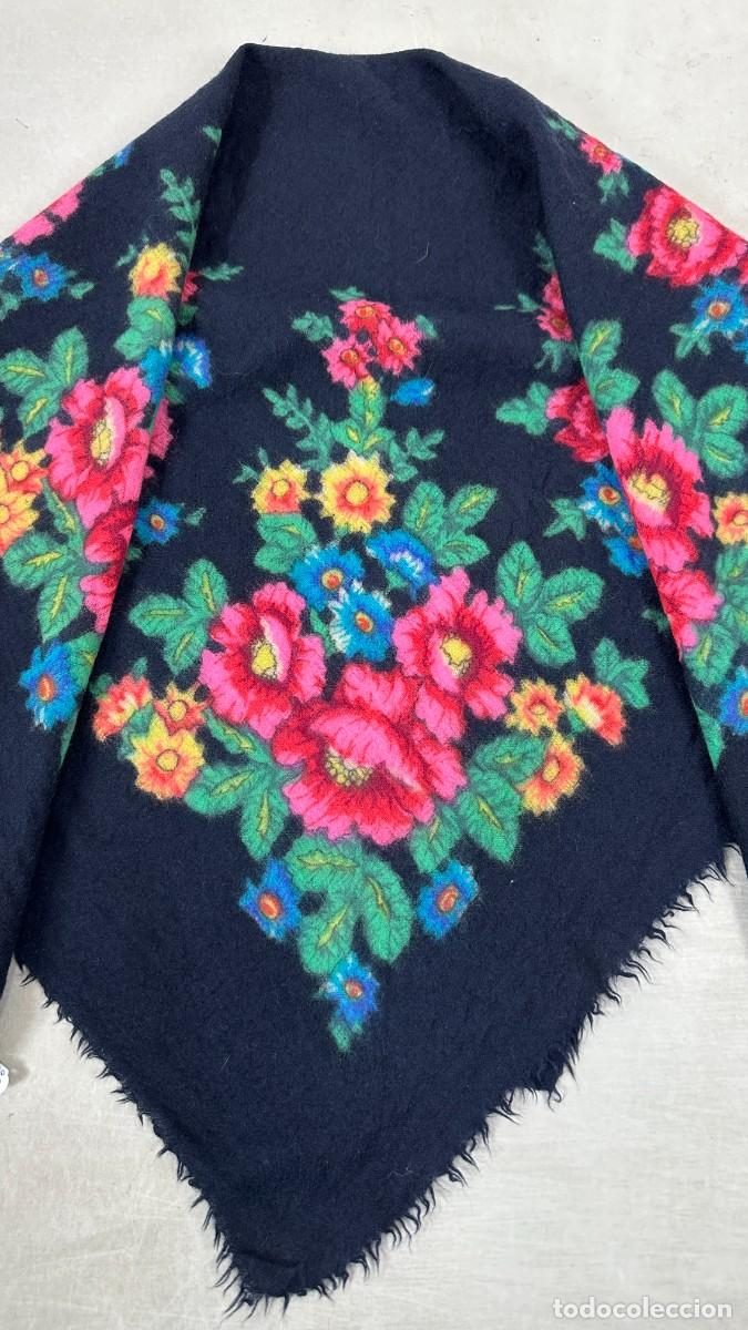 Antig&uuml;edades: Pa&ntilde;uelo de merino azul, estampado - Foto 7