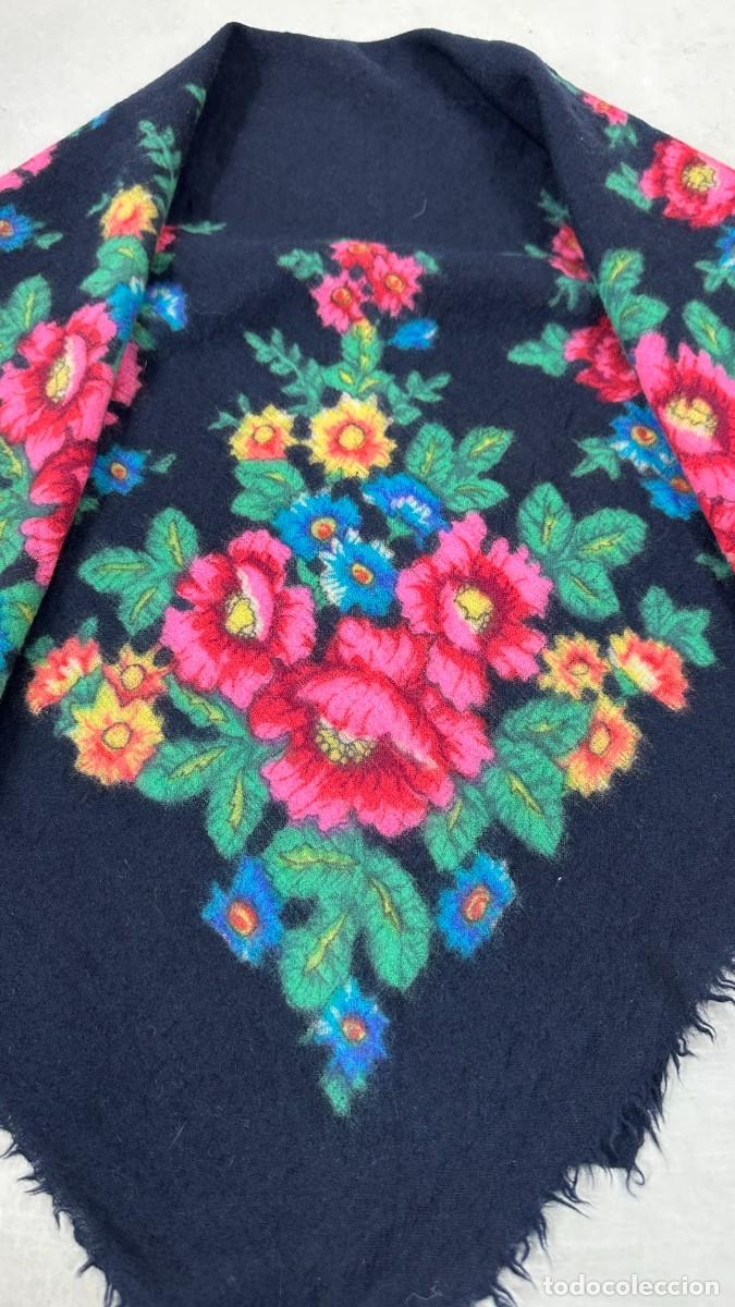 Antig&uuml;edades: Pa&ntilde;uelo de merino azul, estampado - Foto 8
