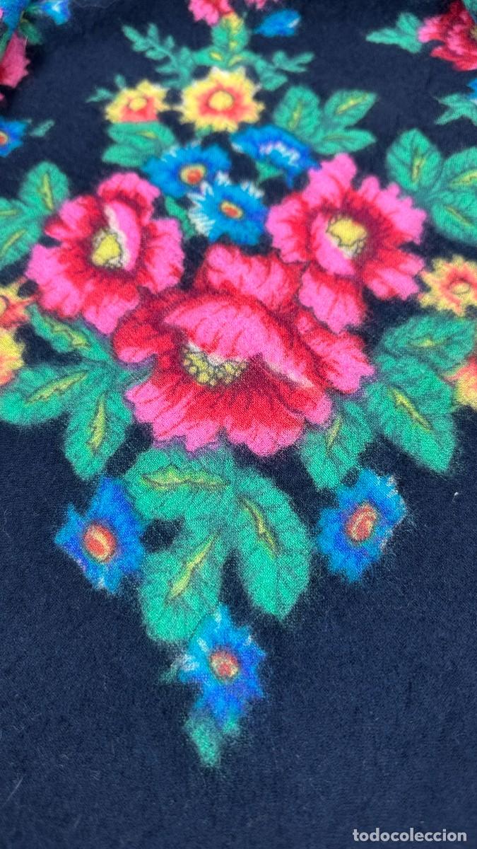 Antig&uuml;edades: Pa&ntilde;uelo de merino azul, estampado - Foto 9