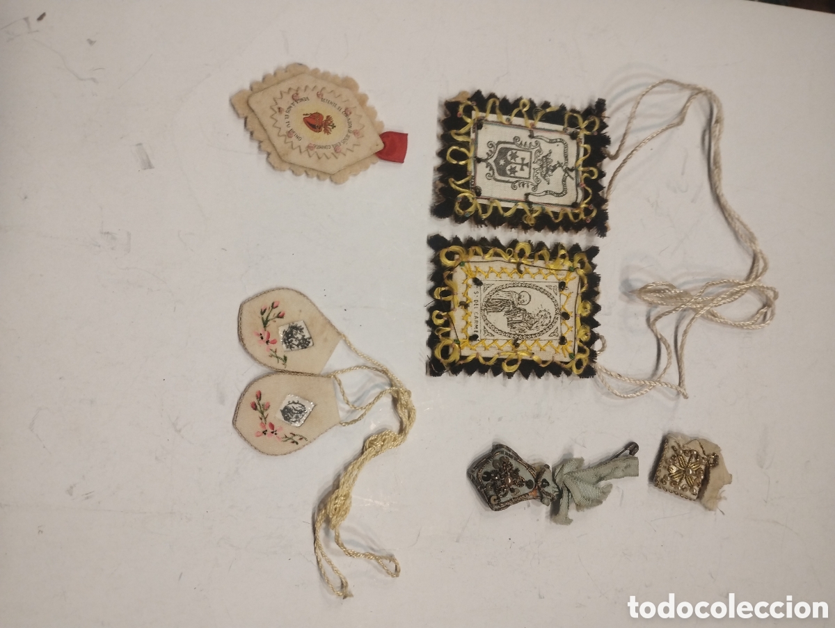 Antig&uuml;edades: Lote de 5 escapularios antiguos - Foto 2