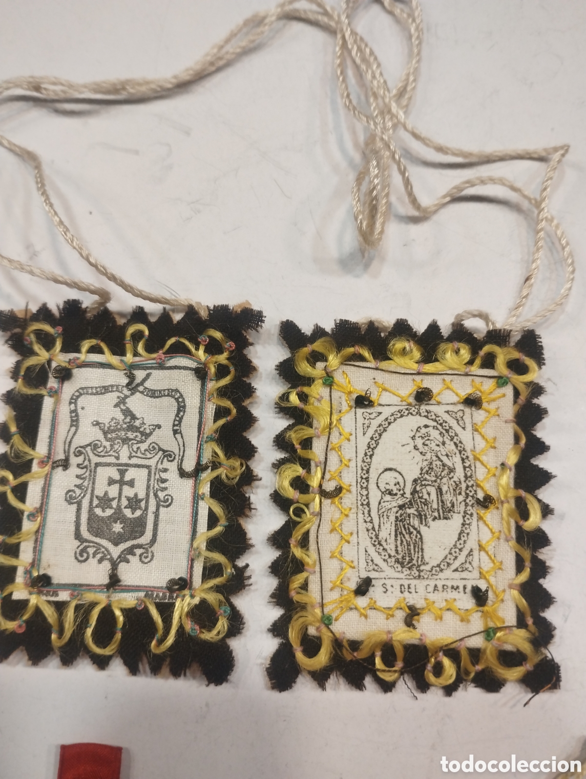 Antig&uuml;edades: Lote de 5 escapularios antiguos - Foto 3