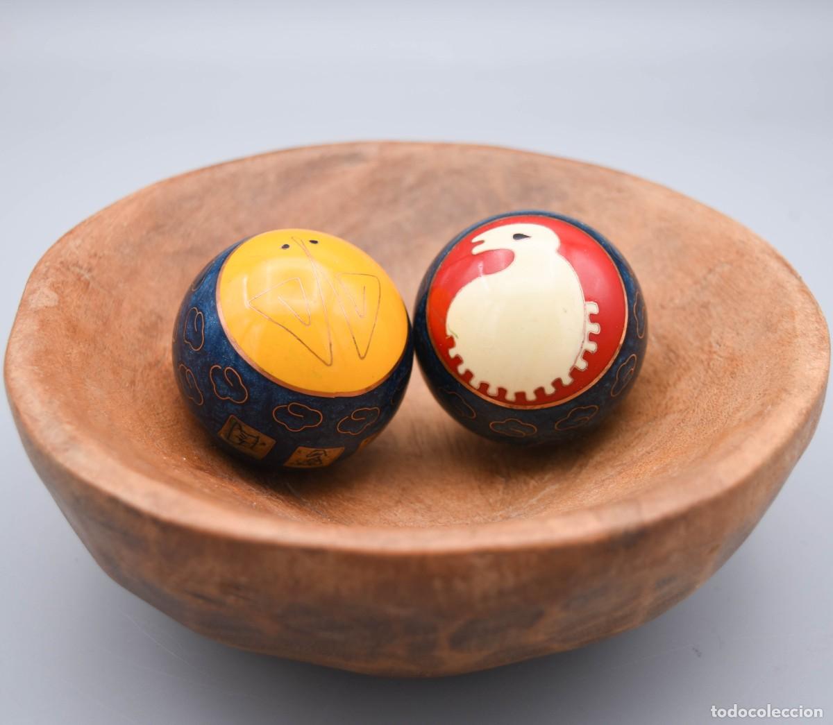 Antig&uuml;edades: Esferas chinas Baoding - Sonoras - Con cuenco de madera - Foto 7