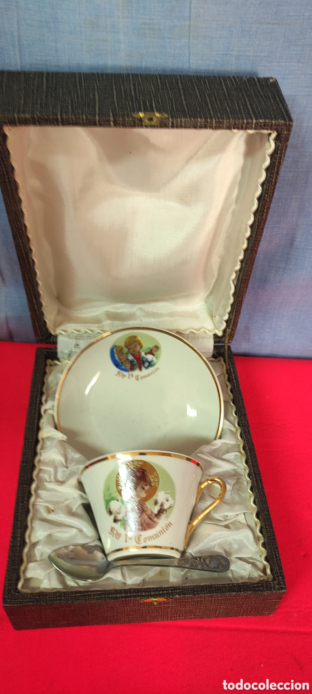 Antig&uuml;edades: Conjunto plato y taza primera comuni&oacute;n - Foto 4