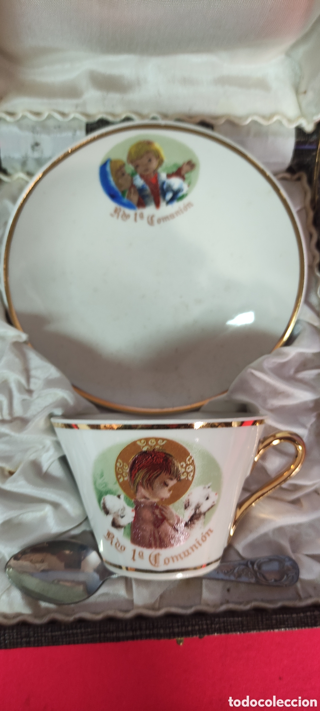 Antig&uuml;edades: Conjunto plato y taza primera comuni&oacute;n - Foto 5