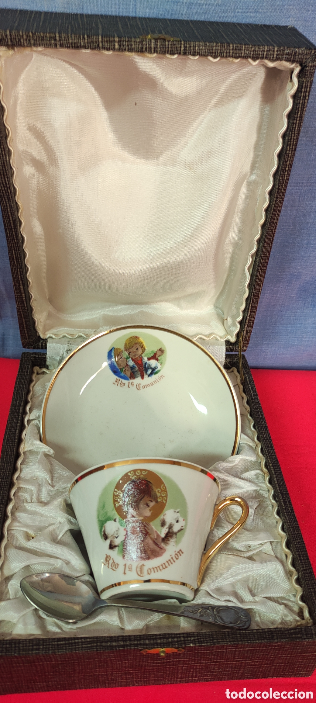 Antig&uuml;edades: Conjunto plato y taza primera comuni&oacute;n - Foto 9