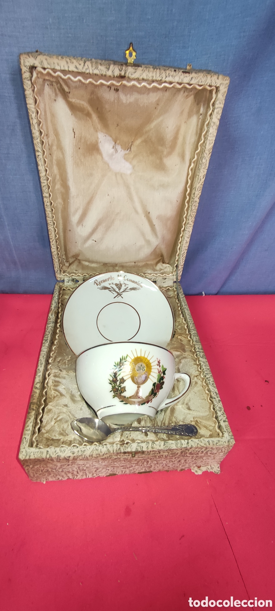Antig&uuml;edades: Conjunto taza y plato primera comunion - Foto 2