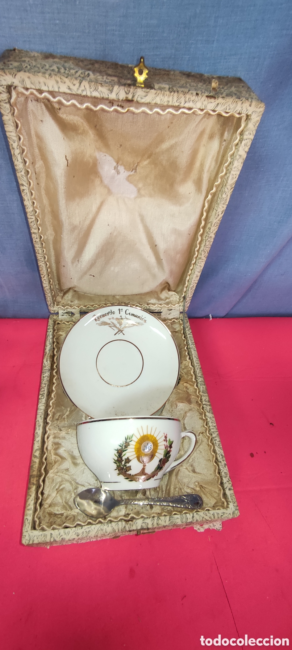 Antig&uuml;edades: Conjunto taza y plato primera comunion - Foto 4