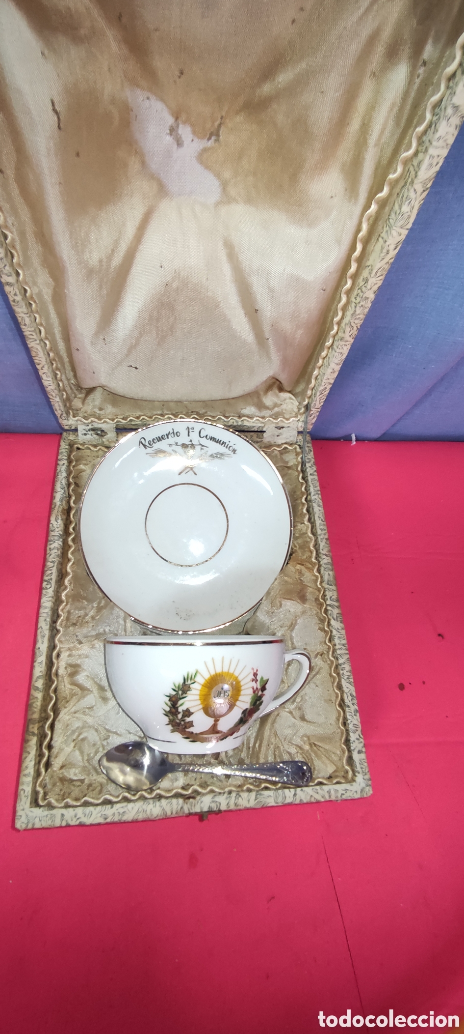 Antig&uuml;edades: Conjunto taza y plato primera comunion - Foto 6