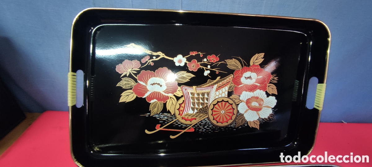 Antig&uuml;edades: Conjunto 3 bandejas Japon - Foto 4