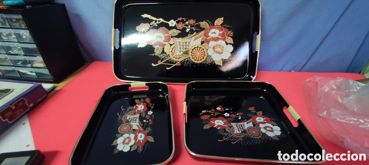 Antig&uuml;edades: Conjunto 3 bandejas Japon - Foto 9