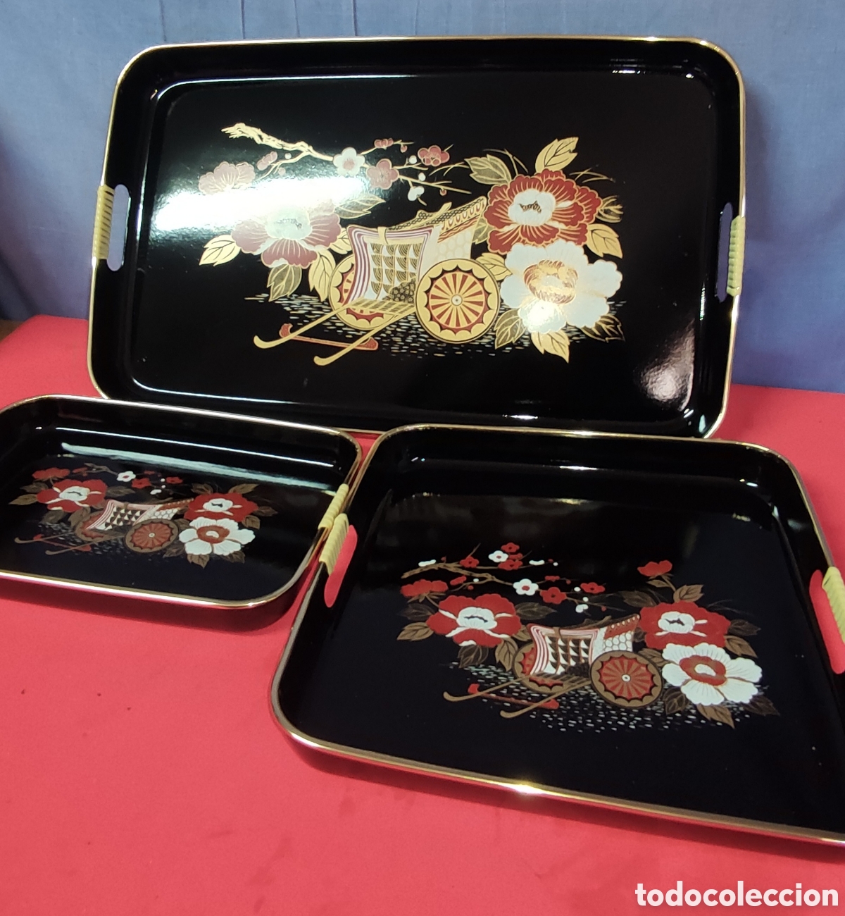Antig&uuml;edades: Conjunto 3 bandejas Japon - Foto 1