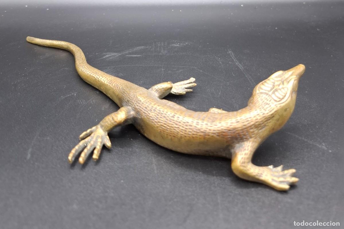 Antig&uuml;edades: + ORIGINAL PISAPAPELES DE BRONCE CON FIGURA DE LAGARTO - Foto 3