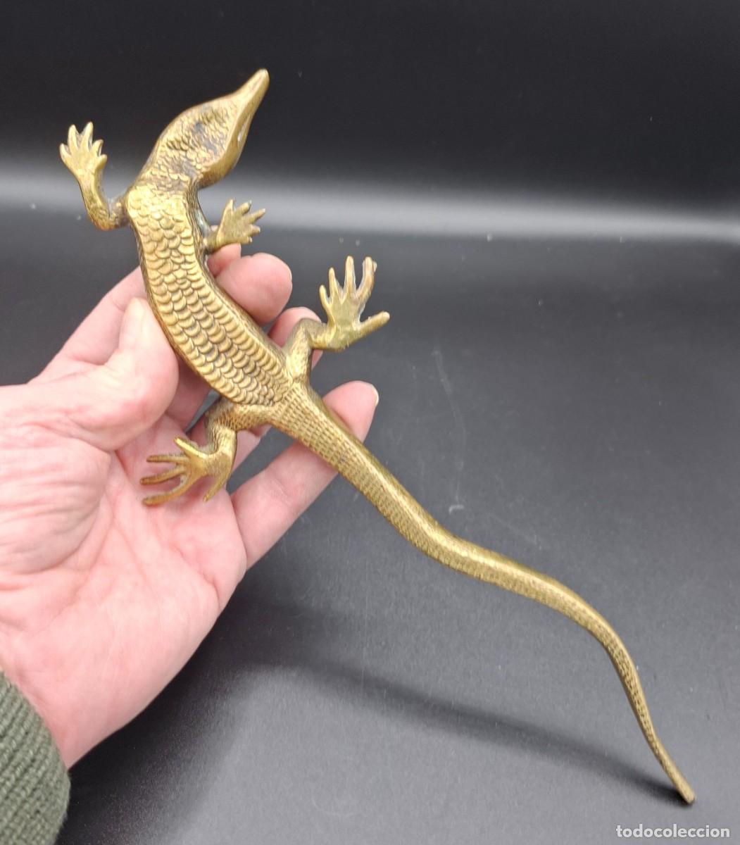Antig&uuml;edades: + ORIGINAL PISAPAPELES DE BRONCE CON FIGURA DE LAGARTO - Foto 4