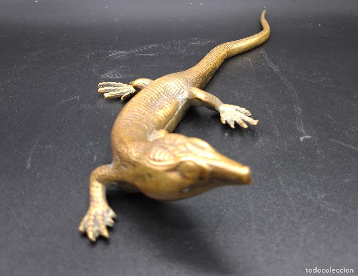 Antig&uuml;edades: + ORIGINAL PISAPAPELES DE BRONCE CON FIGURA DE LAGARTO - Foto 6
