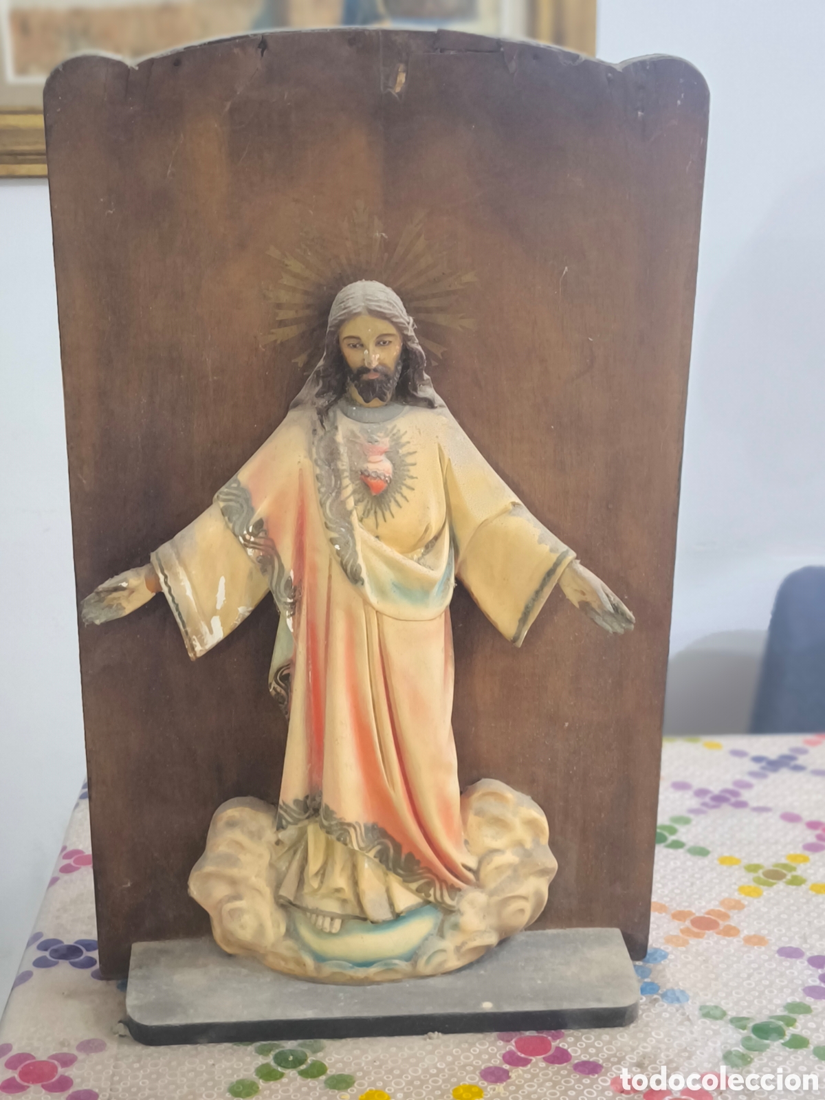 Antig&uuml;edades: Retablo con busto del sagrado coraz&oacute;n - Foto 3