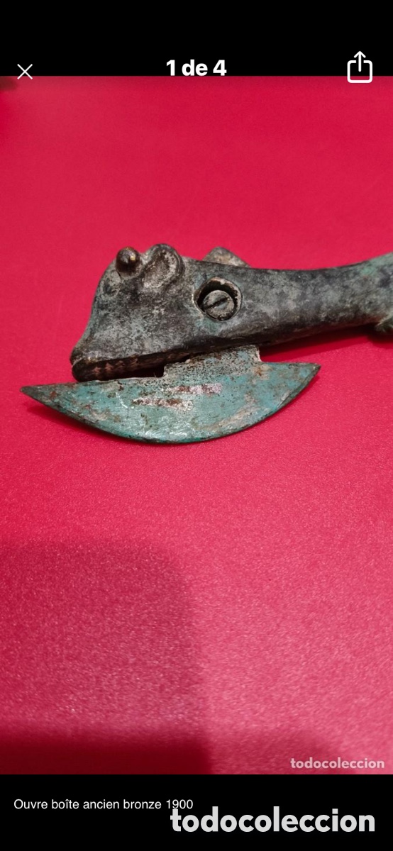Antig&uuml;edades: Antiguo abrelatas de bronce circa 1900 - Foto 4