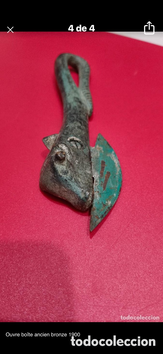 Antig&uuml;edades: Antiguo abrelatas de bronce circa 1900 - Foto 1