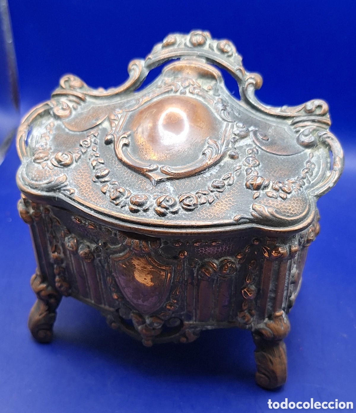 Antig&uuml;edades: Antiguo Joyero de Cobre - Calamina - Foto 3
