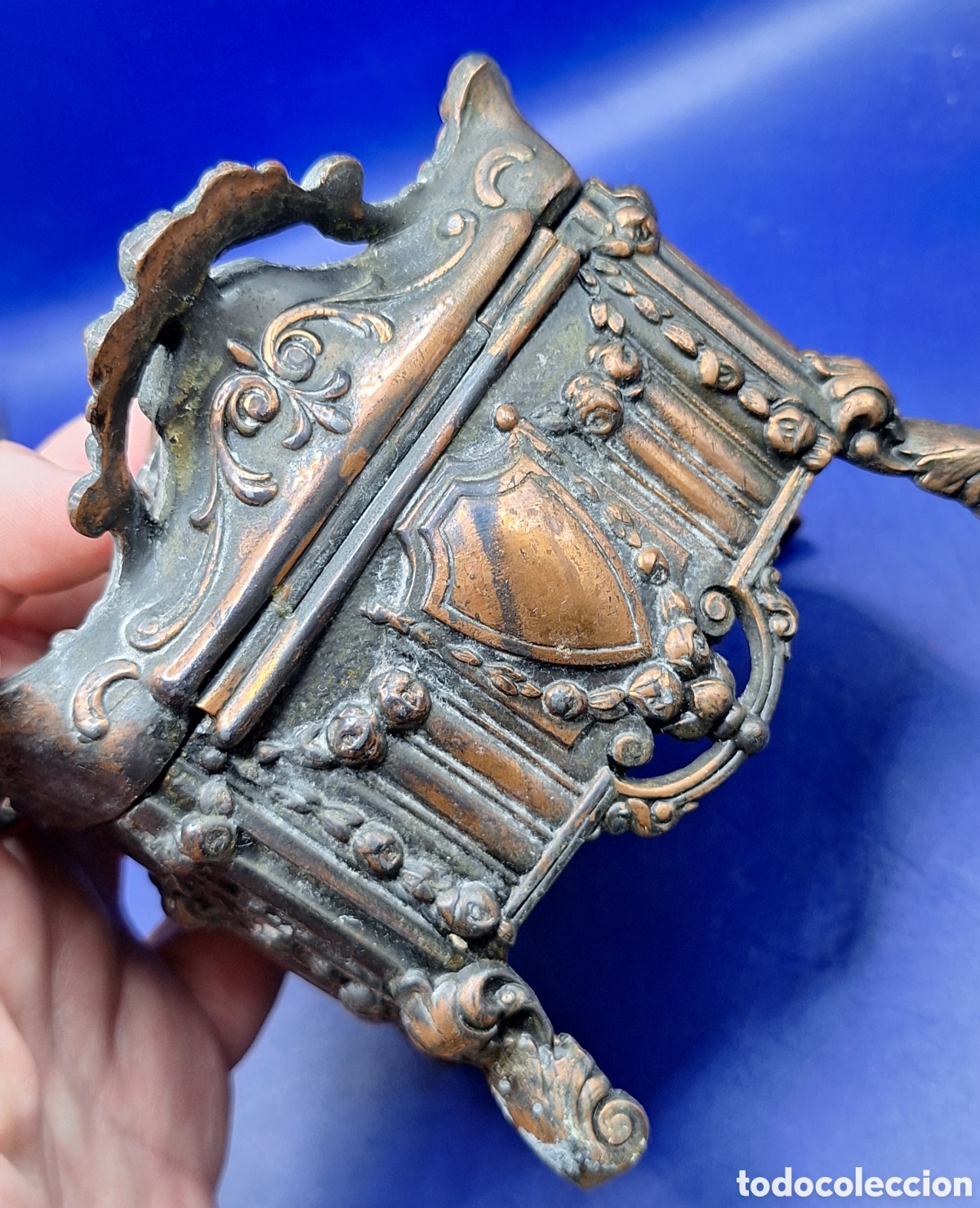 Antig&uuml;edades: Antiguo Joyero de Cobre - Calamina - Foto 11